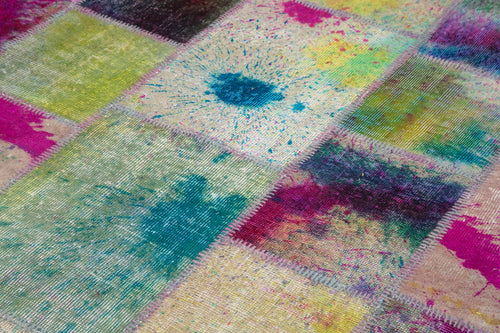 Kirk Yama Grey Patchwork Cotton Wool Handmade Area Rug 6'9'' x 9'11''