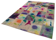 Kirk Yama Grey Patchwork Cotton Wool Handmade Area Rug 6'7'' x 9'10''