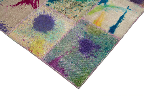 Kirk Yama Grey Patchwork Cotton Wool Handmade Area Rug 6'7'' x 9'10''