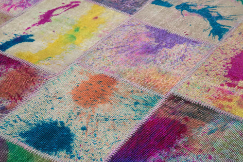 Kirk Yama Grey Patchwork Cotton Wool Handmade Area Rug 6'7'' x 9'10''