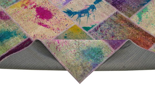 Kirk Yama Grey Patchwork Cotton Wool Handmade Area Rug 6'7'' x 9'10''