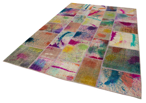 Kirk Yama Grey Patchwork Cotton Wool Handmade Area Rug 6'8'' x 10'0''