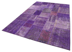 Kirk Yama Purple Patchwork Cotton Wool Handmade Area Rug 6'4'' x 9'11''