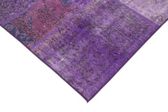 Kirk Yama Purple Patchwork Cotton Wool Handmade Area Rug 6'4'' x 9'11''