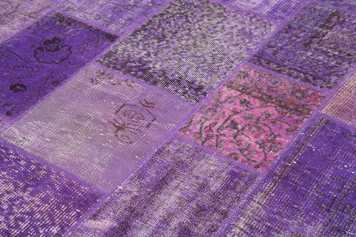 Kirk Yama Purple Patchwork Cotton Wool Handmade Area Rug 6'4'' x 9'11''