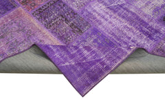 Kirk Yama Purple Patchwork Cotton Wool Handmade Area Rug 6'4'' x 9'11''