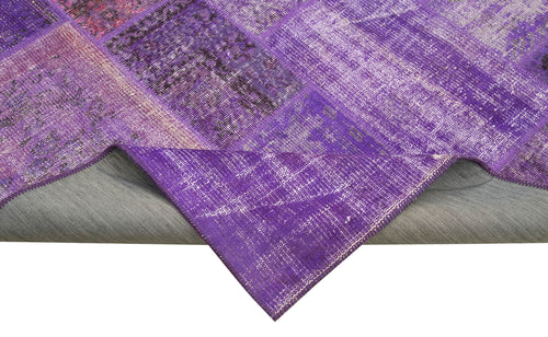 Kirk Yama Purple Patchwork Cotton Wool Handmade Area Rug 6'4'' x 9'11''