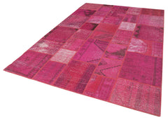 Kirk Yama Pink Patchwork Cotton Wool Handmade Area Rug 6'8'' x 9'11''