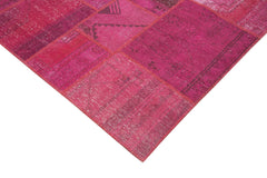 Kirk Yama Pink Patchwork Cotton Wool Handmade Area Rug 6'8'' x 9'11''