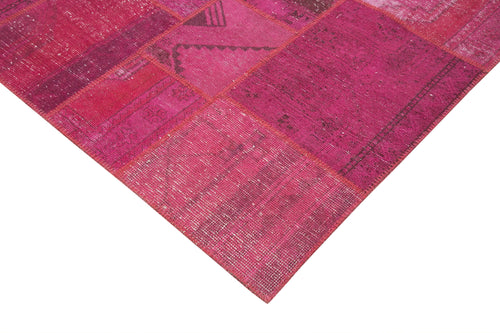 Kirk Yama Pink Patchwork Cotton Wool Handmade Area Rug 6'8'' x 9'11''