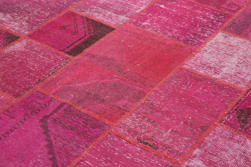 Kirk Yama Pink Patchwork Cotton Wool Handmade Area Rug 6'8'' x 9'11''