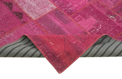 Kirk Yama Pink Patchwork Cotton Wool Handmade Area Rug 6'8'' x 9'11''
