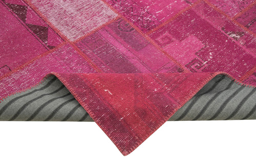 Kirk Yama Pink Patchwork Cotton Wool Handmade Area Rug 6'8'' x 9'11''