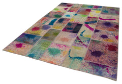 Kirk Yama Grey Patchwork Cotton Wool Handmade Area Rug 6'9'' x 9'11''