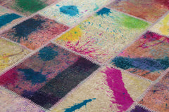 Kirk Yama Grey Patchwork Cotton Wool Handmade Area Rug 6'9'' x 9'11''