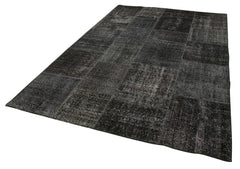 Kirk Yama Black Patchwork Cotton Wool Handmade Area Rug 6'4'' x 9'10''