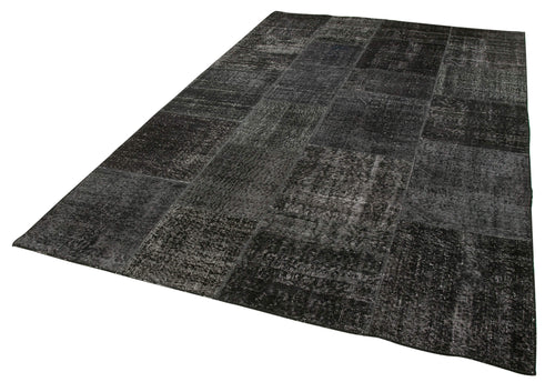 Kirk Yama Black Patchwork Cotton Wool Handmade Area Rug 6'4'' x 9'10''