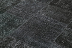 Kirk Yama Black Patchwork Cotton Wool Handmade Area Rug 6'4'' x 9'10''