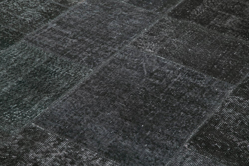 Kirk Yama Black Patchwork Cotton Wool Handmade Area Rug 6'4'' x 9'10''