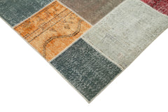 Kirk Yama Grey Patchwork Cotton Wool Handmade Area Rug 6'9'' x 9'9''