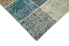 Kirk Yama Grey Patchwork Cotton Wool Handmade Area Rug 6'9'' x 9'11''