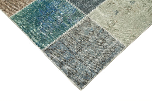 Kirk Yama Grey Patchwork Cotton Wool Handmade Area Rug 6'9'' x 9'11''