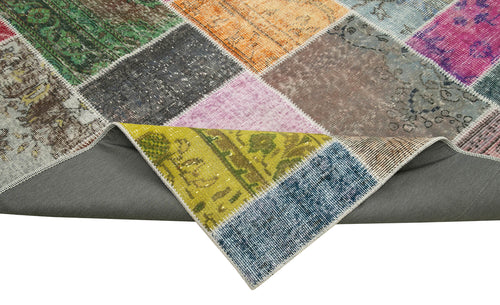 Kirk Yama Grey Patchwork Cotton Wool Handmade Area Rug 6'9'' x 9'11''