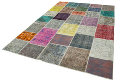 Kirk Yama Grey Patchwork Cotton Wool Handmade Area Rug 6'8'' x 9'11''