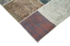 Kirk Yama Grey Patchwork Cotton Wool Handmade Area Rug 6'8'' x 9'11''