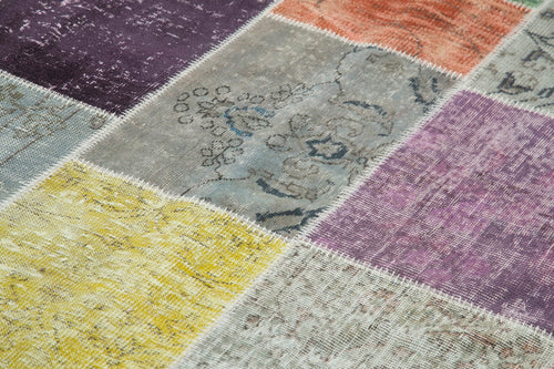 Kirk Yama Grey Patchwork Cotton Wool Handmade Area Rug 6'8'' x 9'11''