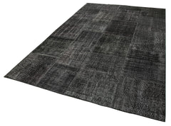 Kirk Yama Black Patchwork Cotton Wool Handmade Area Rug 6'4'' x 9'10''