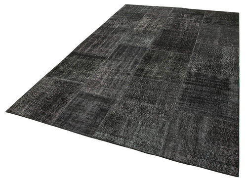 Kirk Yama Black Patchwork Cotton Wool Handmade Area Rug 6'4'' x 9'10''
