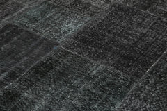 Kirk Yama Black Patchwork Cotton Wool Handmade Area Rug 6'4'' x 9'10''