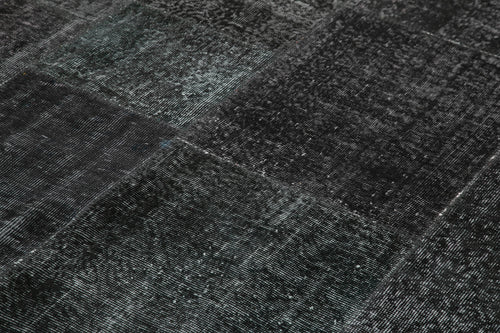 Kirk Yama Black Patchwork Cotton Wool Handmade Area Rug 6'4'' x 9'10''