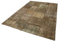 Handmade Area Rug - Kirk Yama Brown Patchwork Cotton Wool Rug 6'5''x10'0''