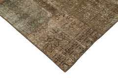 Handmade Area Rug - Kirk Yama Brown Patchwork Cotton Wool Rug 6'5''x10'0''