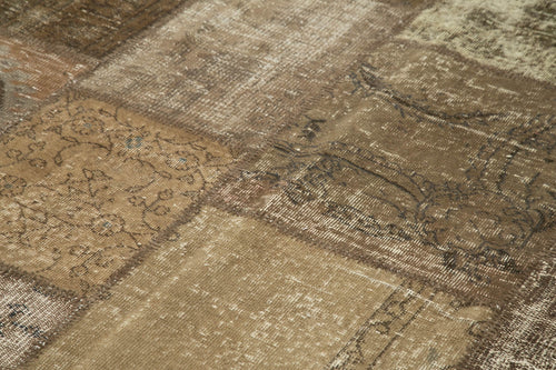 Handmade Area Rug - Kirk Yama Brown Patchwork Cotton Wool Rug 6'5''x10'0''