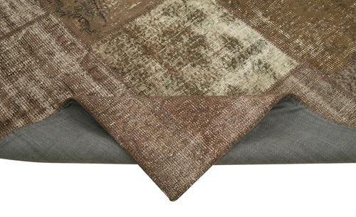 Handmade Area Rug - Kirk Yama Brown Patchwork Cotton Wool Rug 6'5''x10'0''