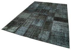 Kirk Yama Black Patchwork Cotton Wool Handmade Area Rug 6'7'' x 9'10''