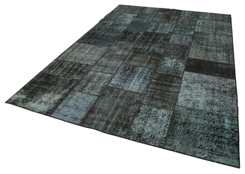 Kirk Yama Black Patchwork Cotton Wool Handmade Area Rug 6'7'' x 9'10''