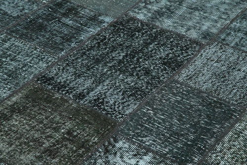 Kirk Yama Black Patchwork Cotton Wool Handmade Area Rug 6'7'' x 9'10''