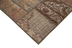 Kirk Yama Brown Patchwork Cotton Wool Handmade Area Rug 6'6'' x 9'11''