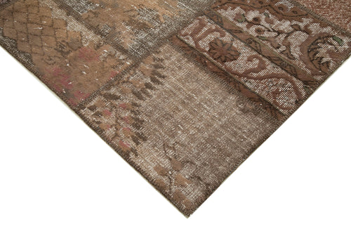 Kirk Yama Brown Patchwork Cotton Wool Handmade Area Rug 6'6'' x 9'11''