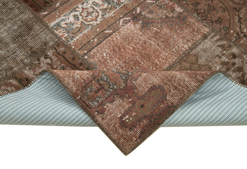 Kirk Yama Brown Patchwork Cotton Wool Handmade Area Rug 6'6'' x 9'11''