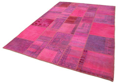 Handmade Area Rug – Kirk Yama Pink Patchwork Cotton Wool 6x10 Rug