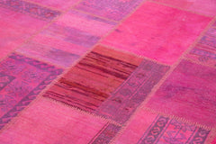 Handmade Area Rug – Kirk Yama Pink Patchwork Cotton Wool 6x10 Rug