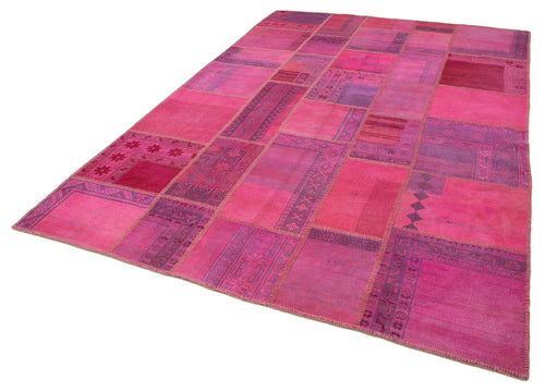 Kirk Yama Pink Patchwork Cotton Wool Handmade Area Rug 6'9'' x 10'0''