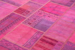 Kirk Yama Pink Patchwork Cotton Wool Handmade Area Rug 6'9'' x 10'0''