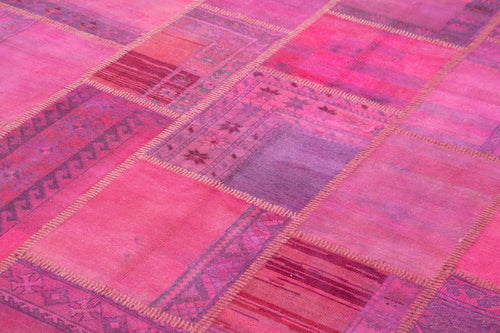 Kirk Yama Pink Patchwork Cotton Wool Handmade Area Rug 6'9'' x 10'0''