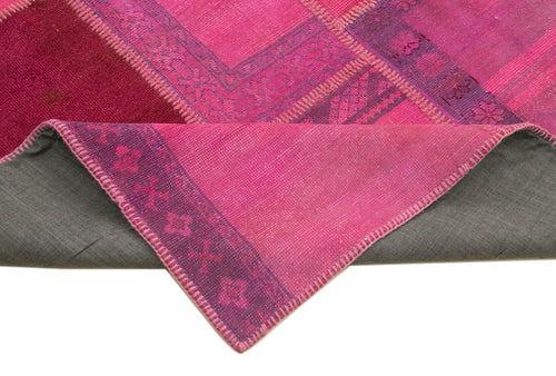Kirk Yama Pink Patchwork Cotton Wool Handmade Area Rug 6'9'' x 10'0''